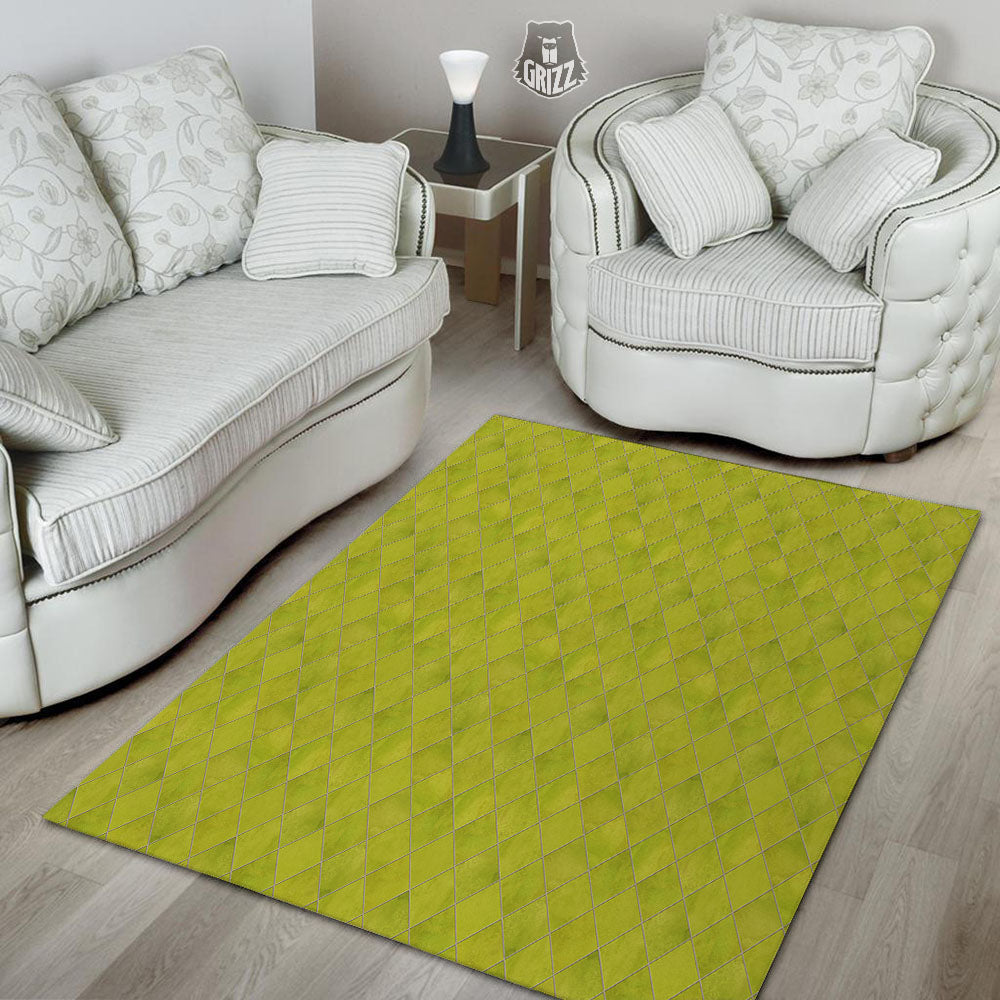 Argyle Grass Green Print Pattern Floor Mat-grizzshop