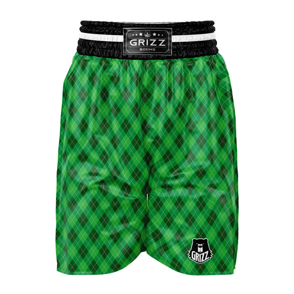 Argyle Green Print Pattern Boxing Shorts-grizzshop