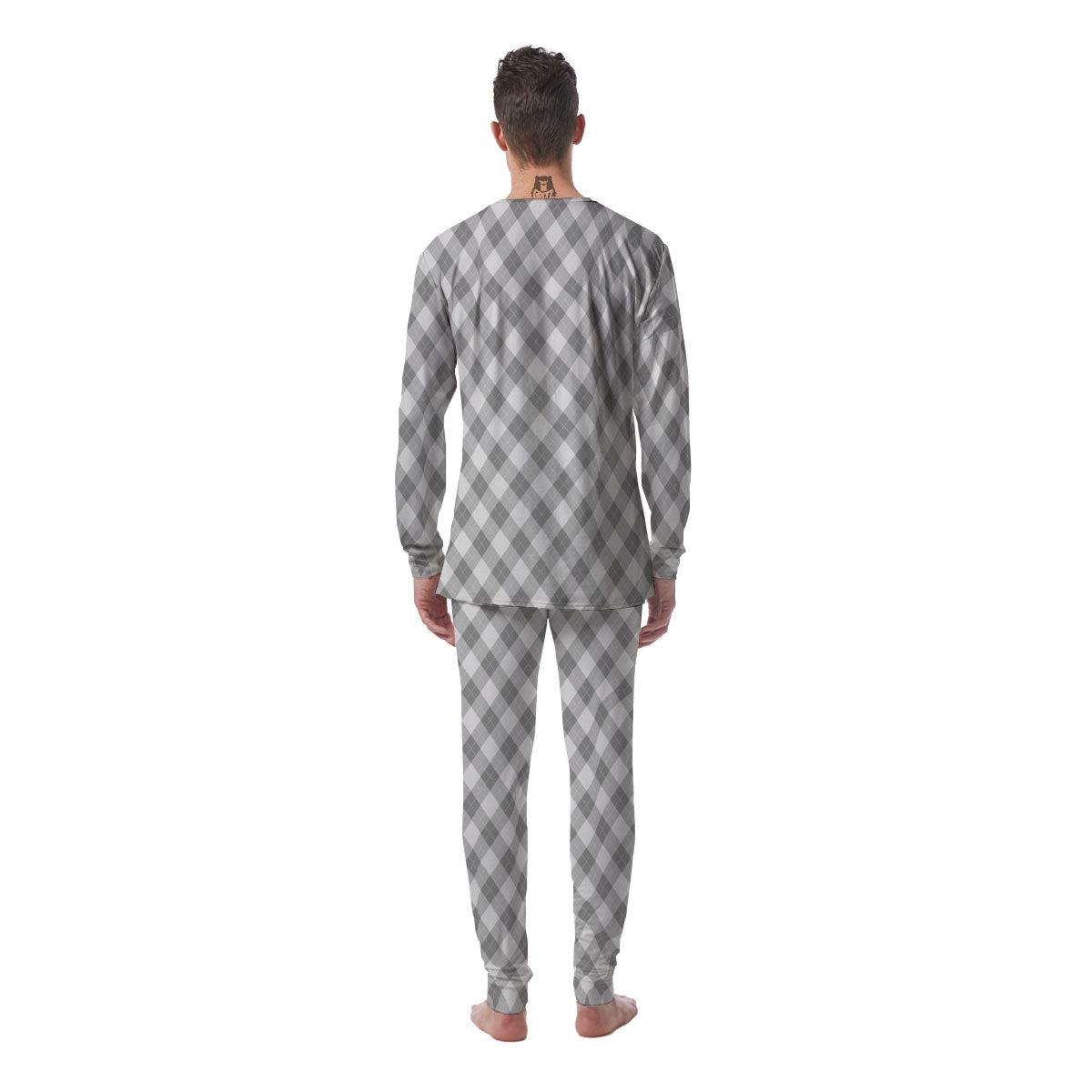 Argyle Grey Print Pattern Men's Pajamas-grizzshop