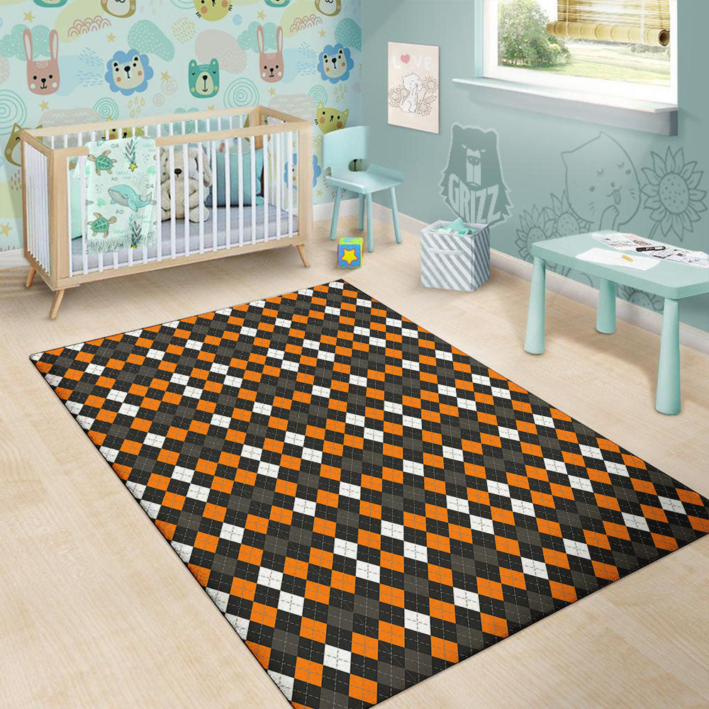 Argyle Halloween Print Pattern Floor Mat-grizzshop
