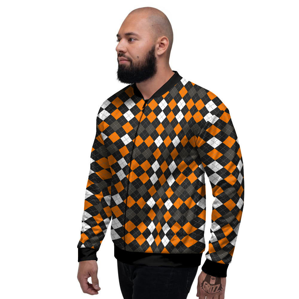 Argyle Halloween Print Pattern Men's Bomber Jacket-grizzshop
