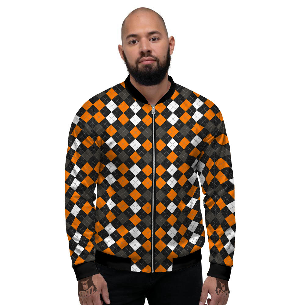 Argyle Halloween Print Pattern Men's Bomber Jacket-grizzshop