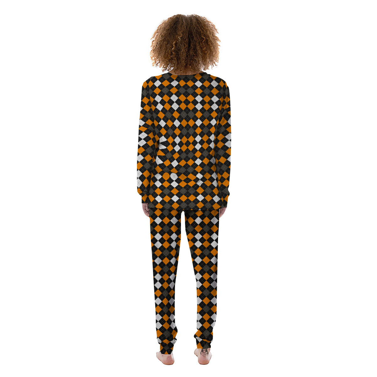 Argyle Halloween Print Pattern Women's Pajamas-grizzshop