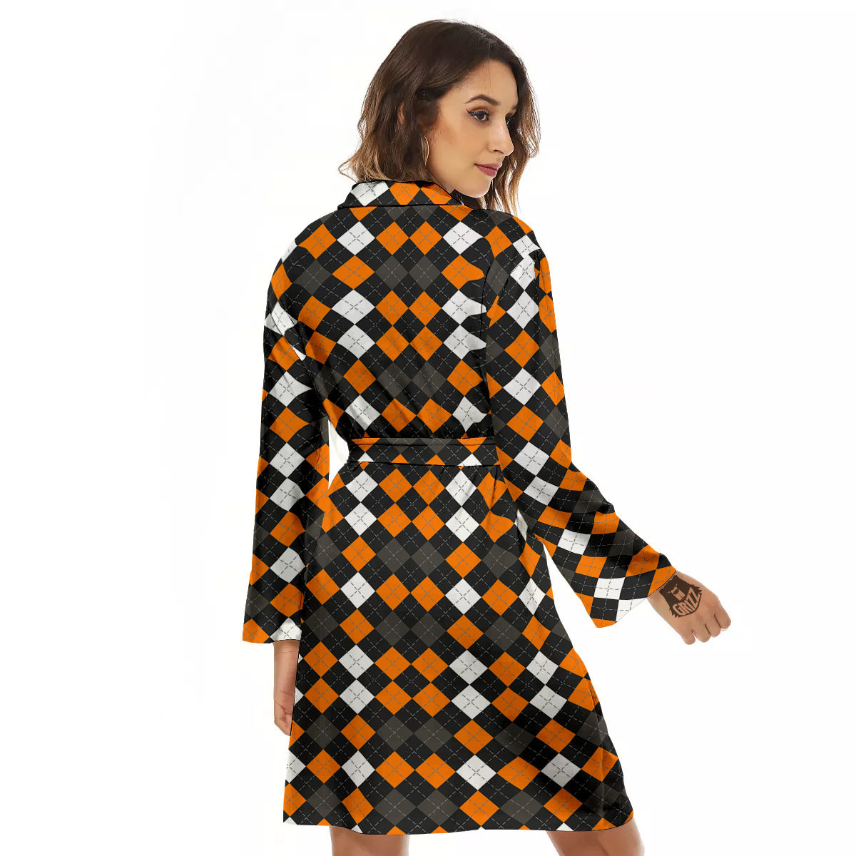 Argyle Halloween Print Pattern Women's Robe-grizzshop