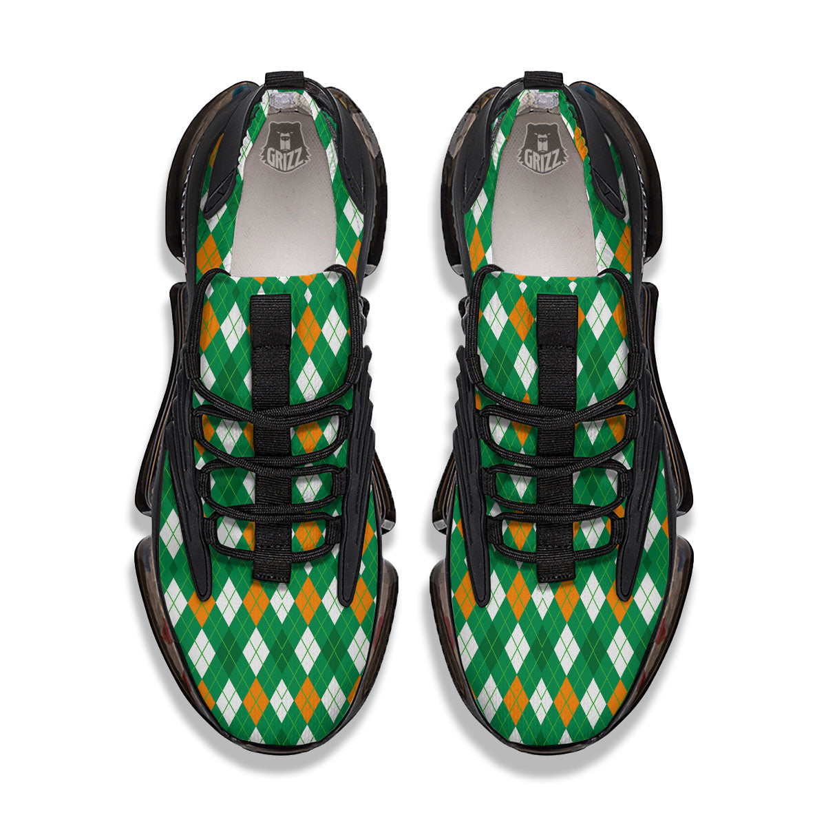 Argyle Irish Print Pattern Black Gym Shoes-grizzshop