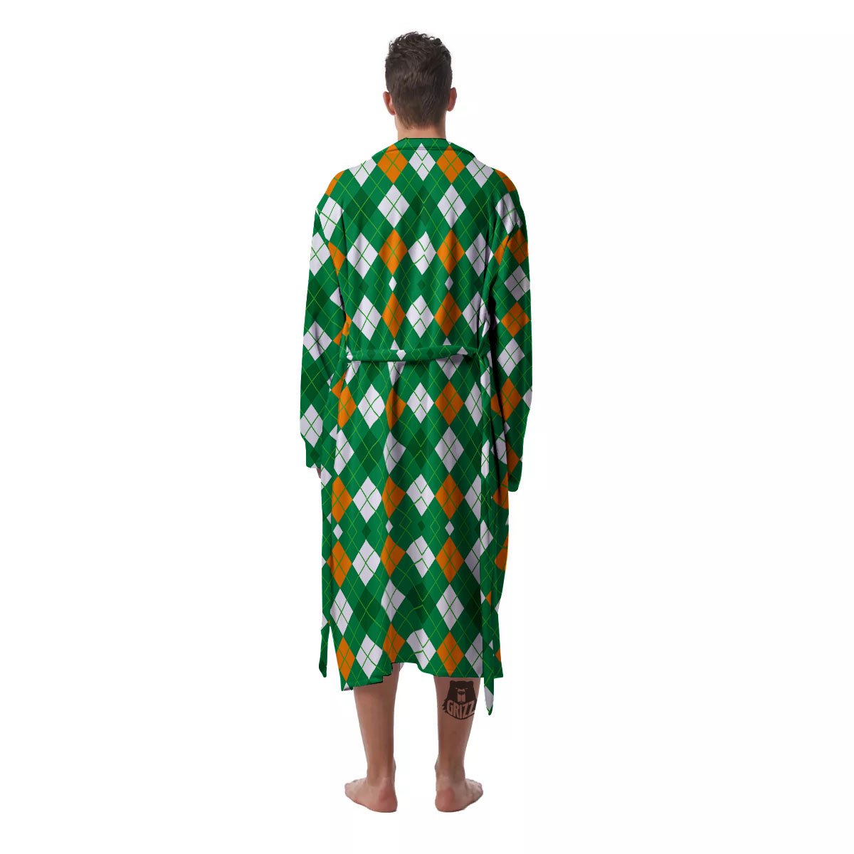 Argyle Irish Print Pattern Men's Robe-grizzshop
