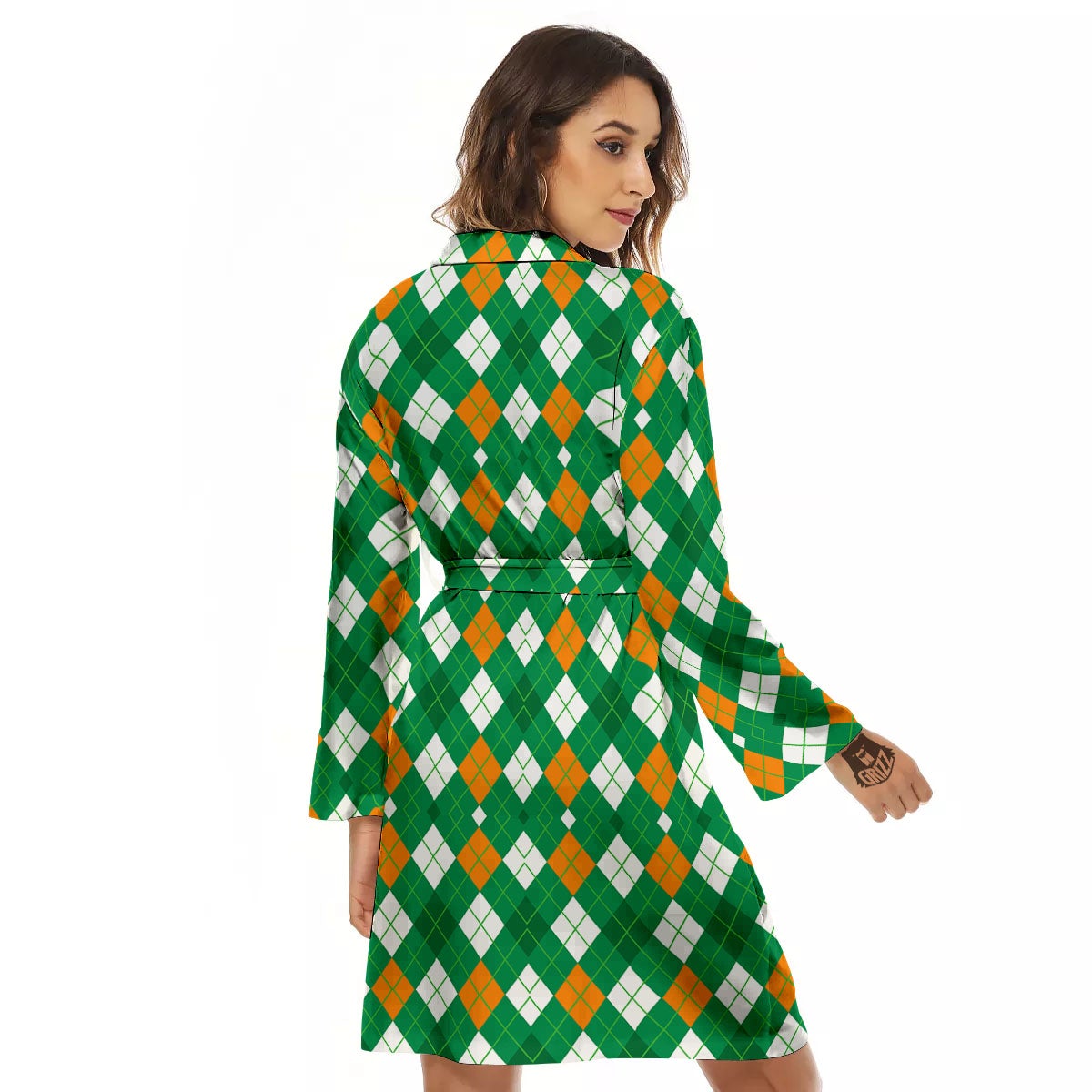 Argyle Irish Print Pattern Women's Robe-grizzshop