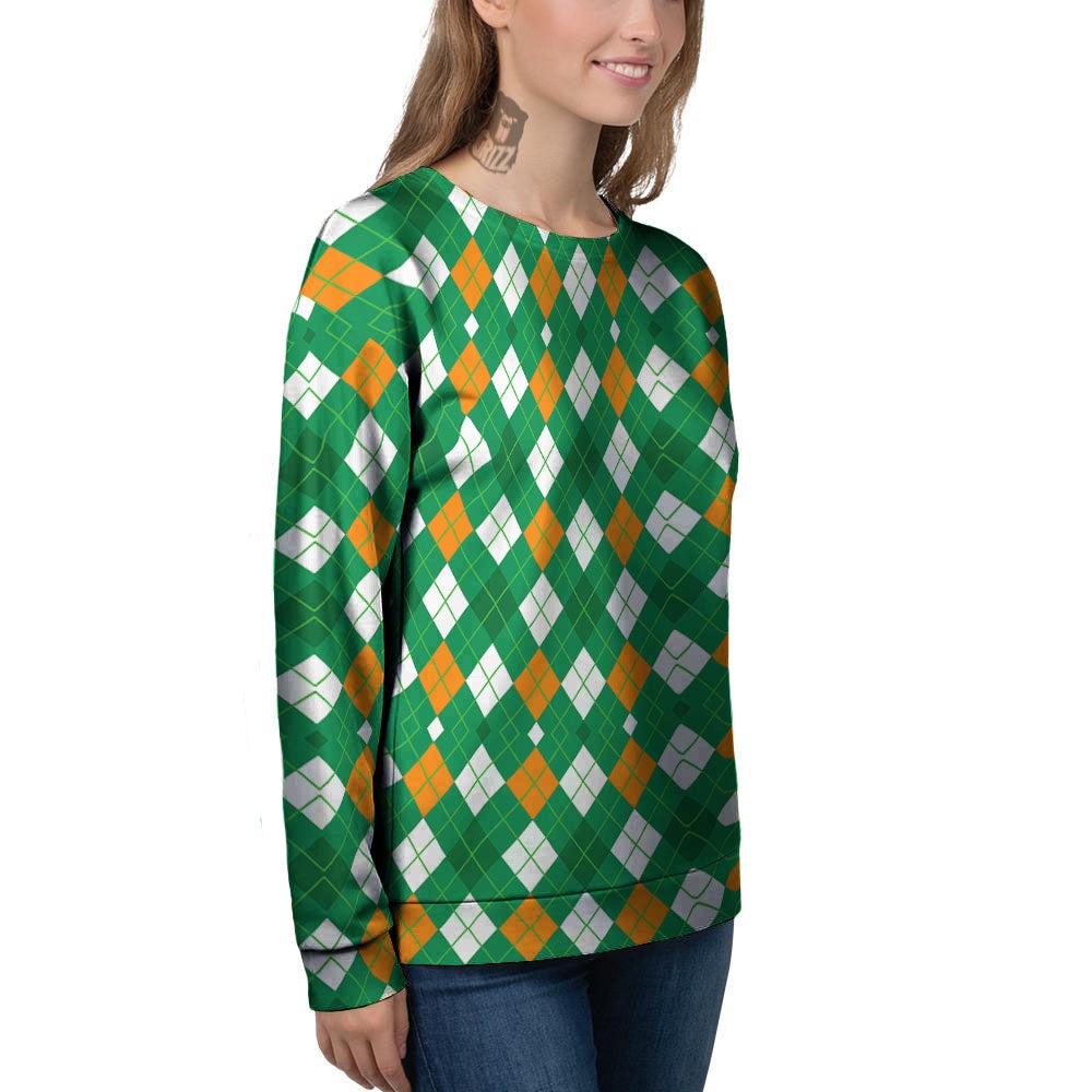 Argyle Irish Print Pattern Women's Sweatshirt-grizzshop