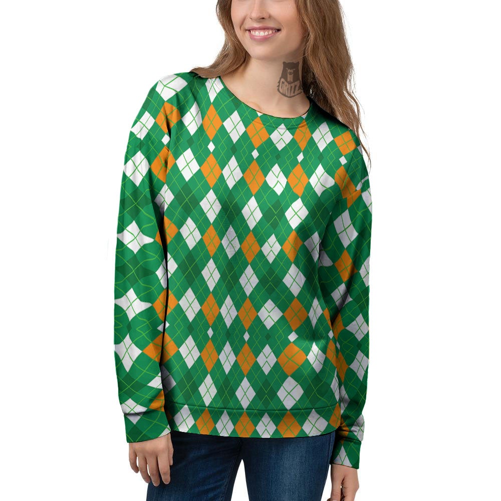 Argyle Irish Print Pattern Women's Sweatshirt-grizzshop