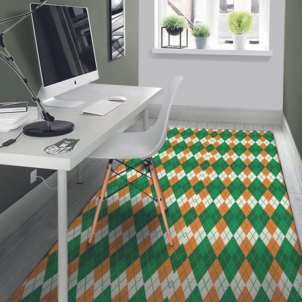 Argyle Irish Themed Print Pattern Floor Mat-grizzshop