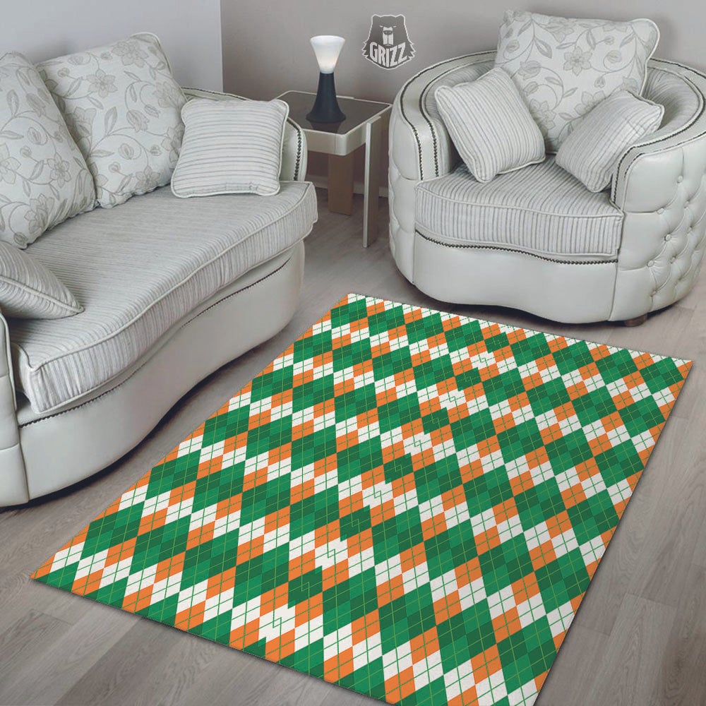 Argyle Irish Themed Print Pattern Floor Mat-grizzshop