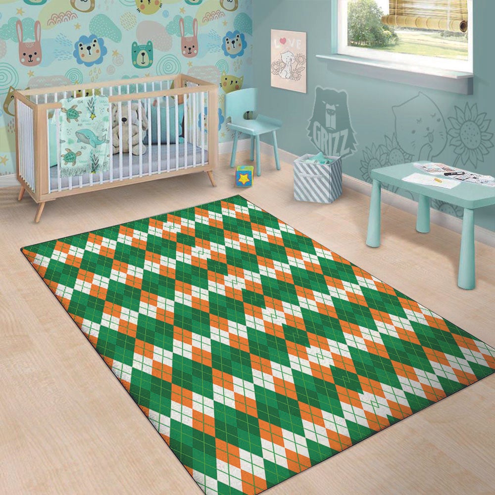 Argyle Irish Themed Print Pattern Floor Mat-grizzshop