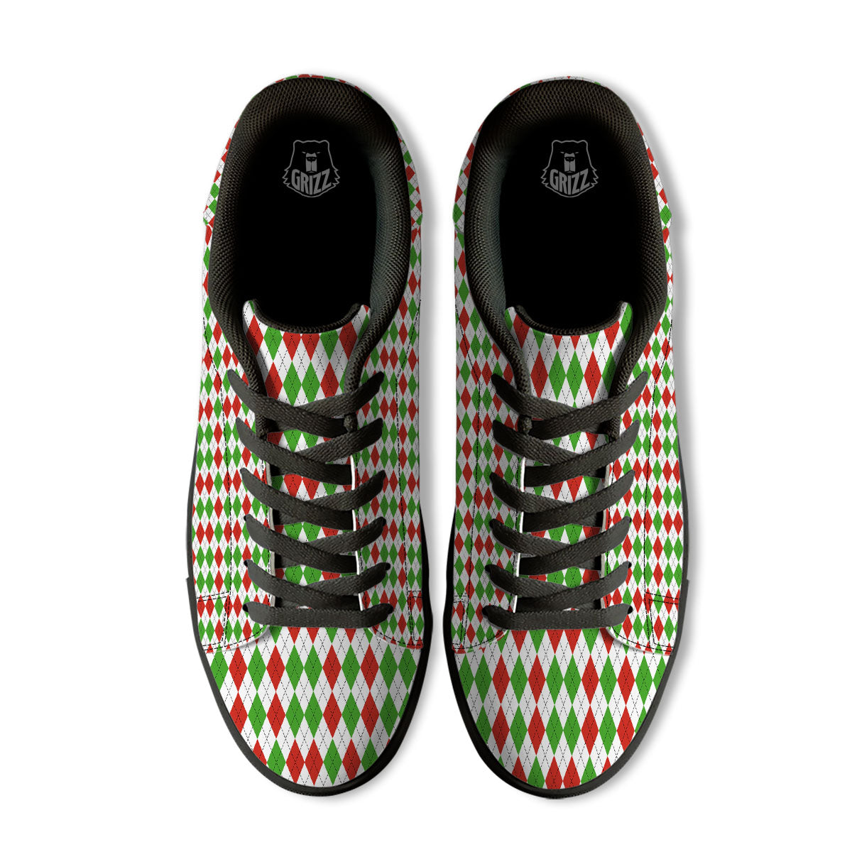 Argyle Merry Christmas Print Pattern Black Low Top Sneakers-grizzshop