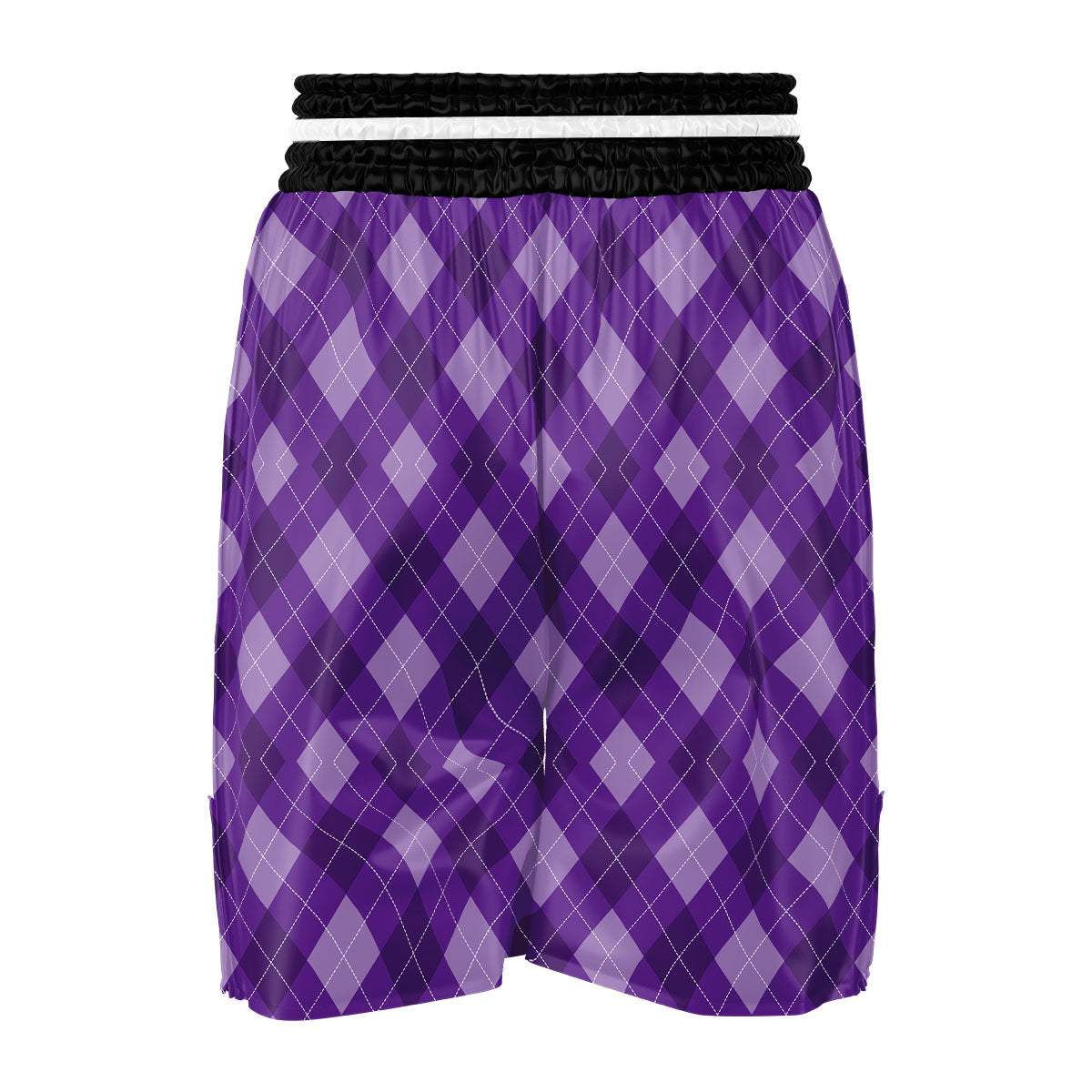 Argyle Purple Print Pattern Boxing Shorts-grizzshop