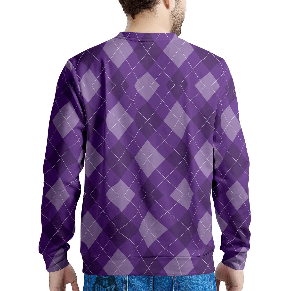 Argyle Purple Print Pattern Men's Sweatshirt-grizzshop