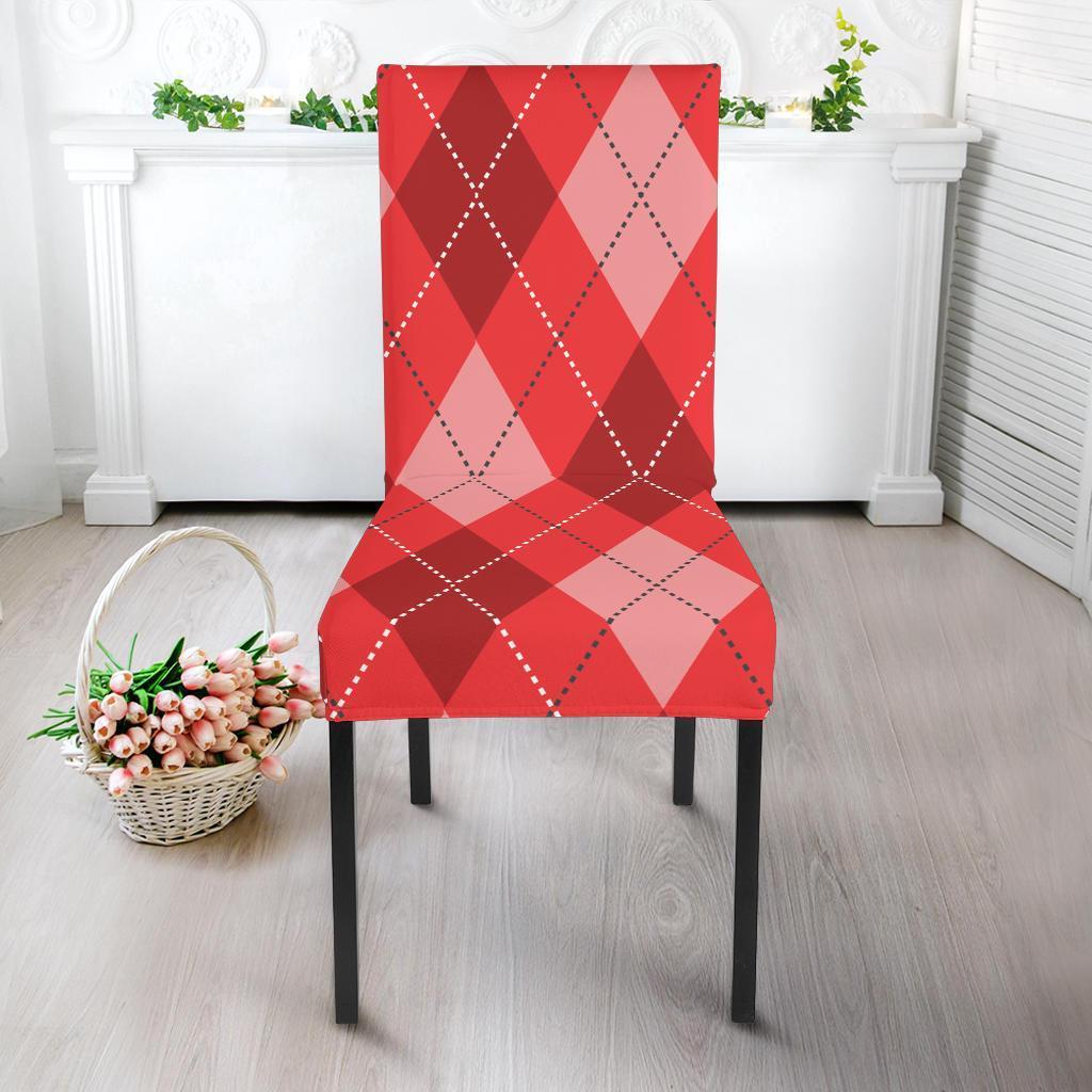 Argyle Red Pattern Print Chair Cover-grizzshop