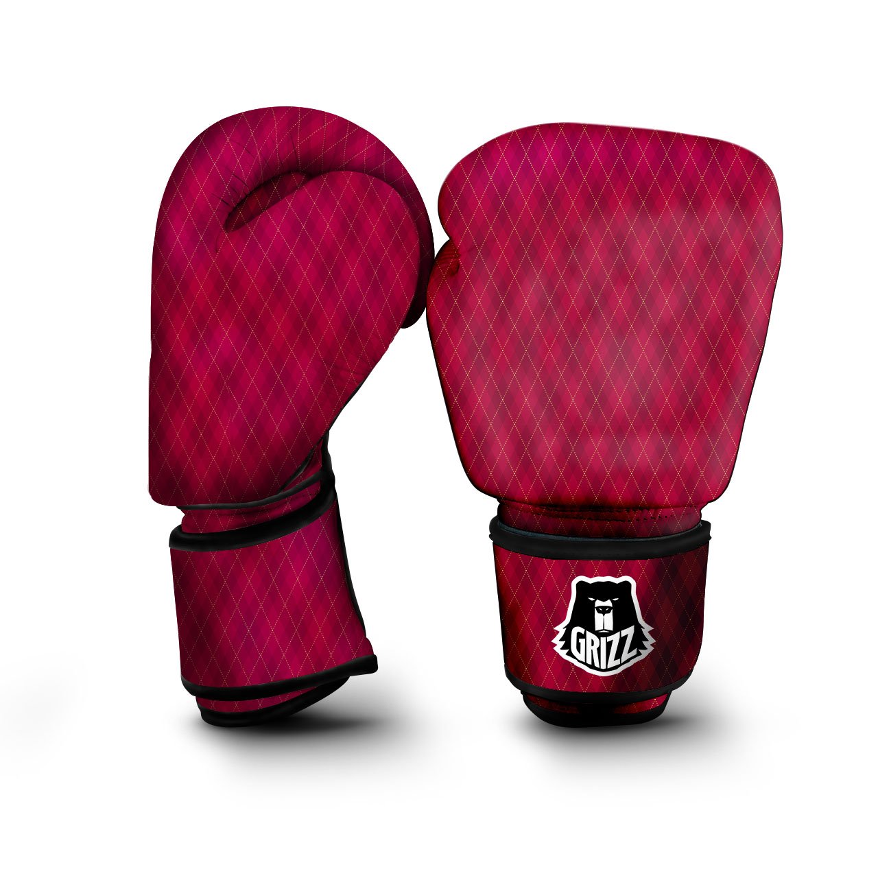 Argyle Red Print Pattern Boxing Gloves-grizzshop