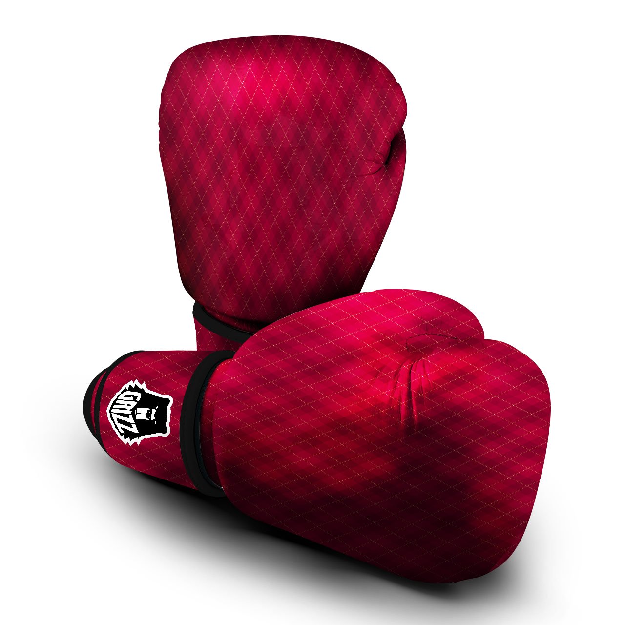 Argyle Red Print Pattern Boxing Gloves-grizzshop