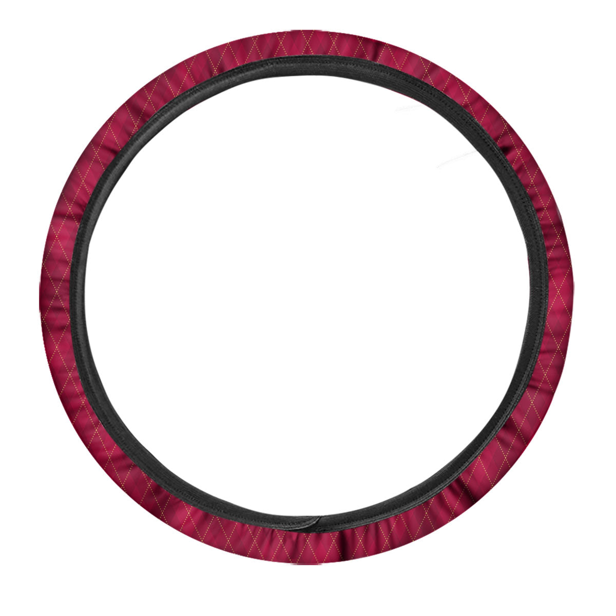 Argyle Red Print Pattern Car Steering Wheel Cover-grizzshop