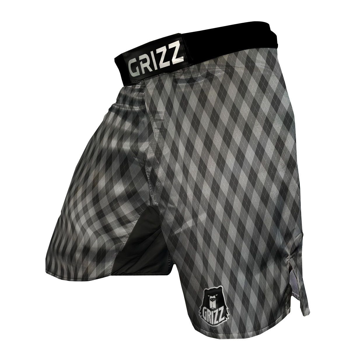 Argyle Shadow Grey Print Pattern MMA Shorts-grizzshop