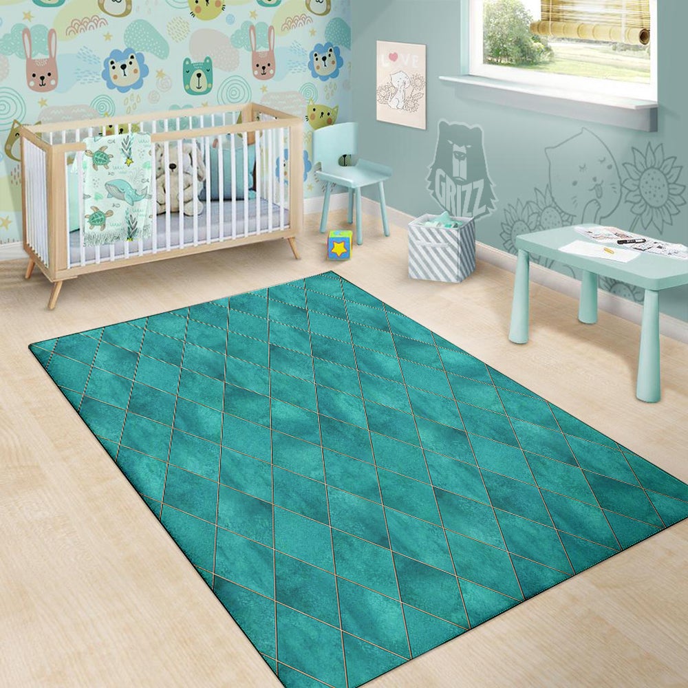 Argyle Turquoise Print Pattern Floor Mat-grizzshop