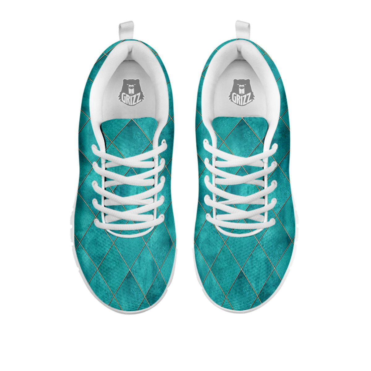 Argyle Turquoise Print Pattern White Sneaker-grizzshop