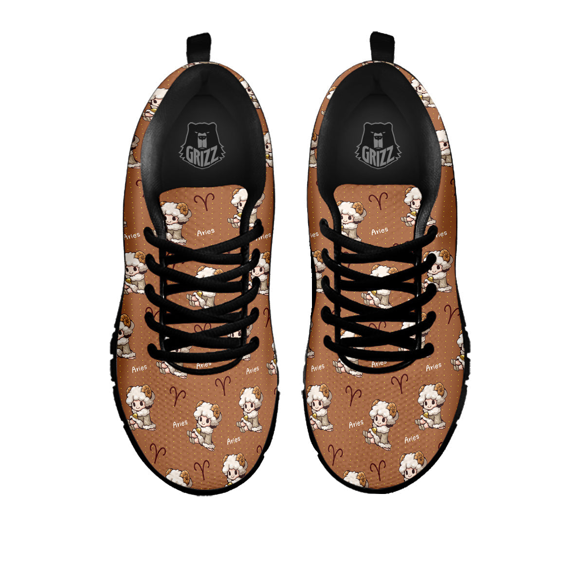 Aries Cute Cartoon Print Pattern Black Sneaker-grizzshop