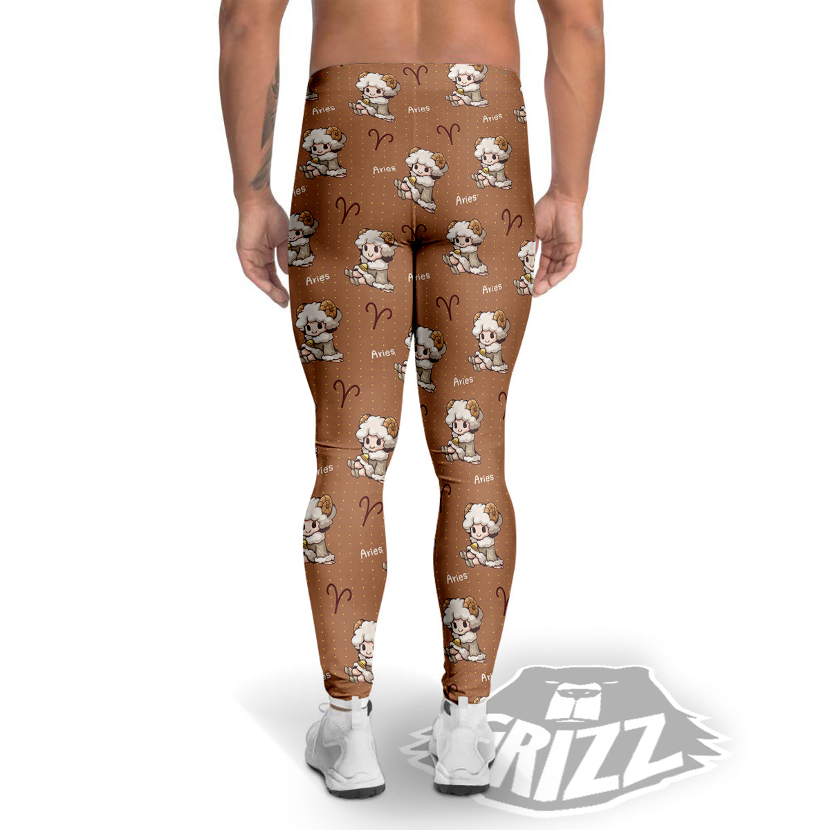 Aries Cute Cartoon Print Pattern Men's Leggings-grizzshop
