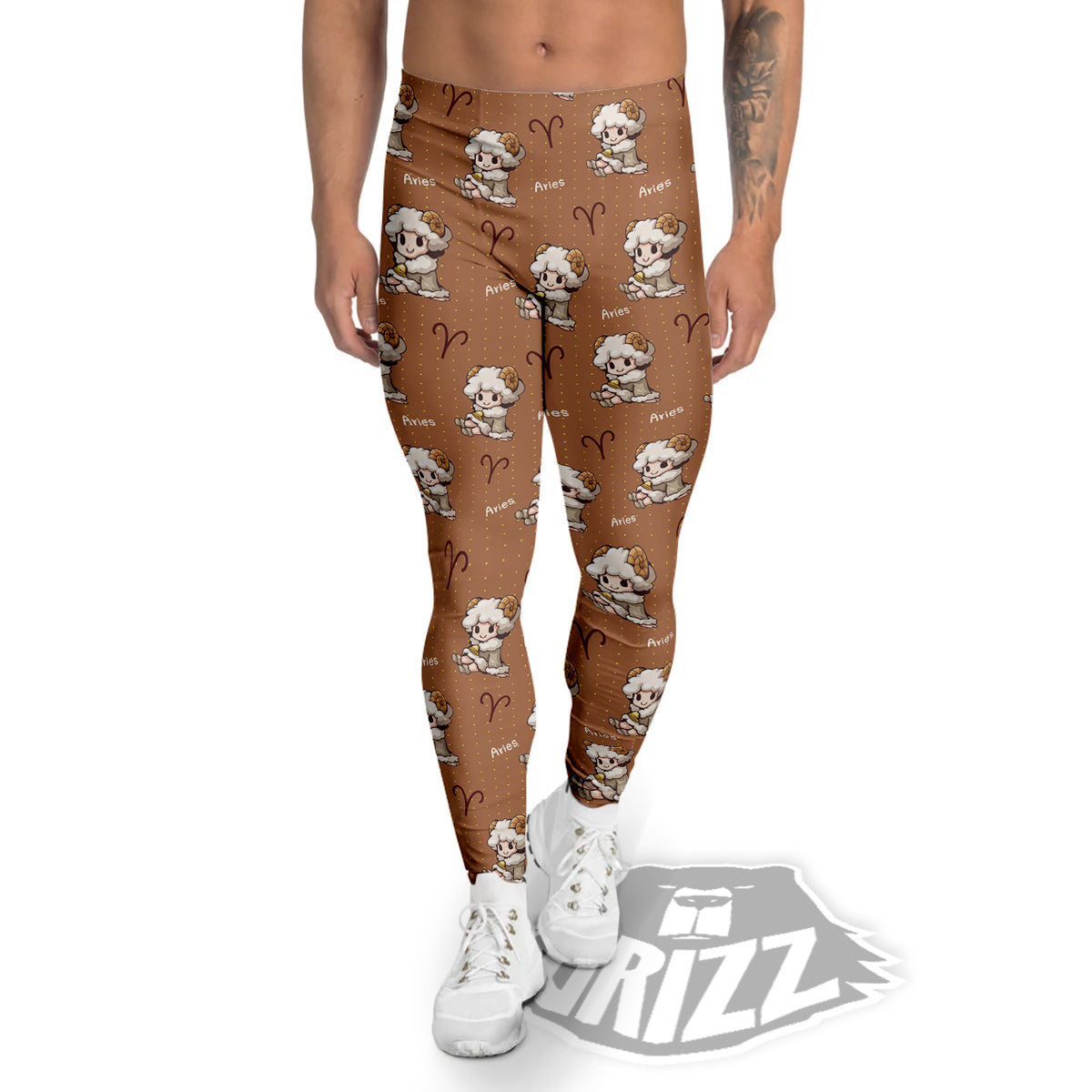 Aries Cute Cartoon Print Pattern Men's Leggings-grizzshop