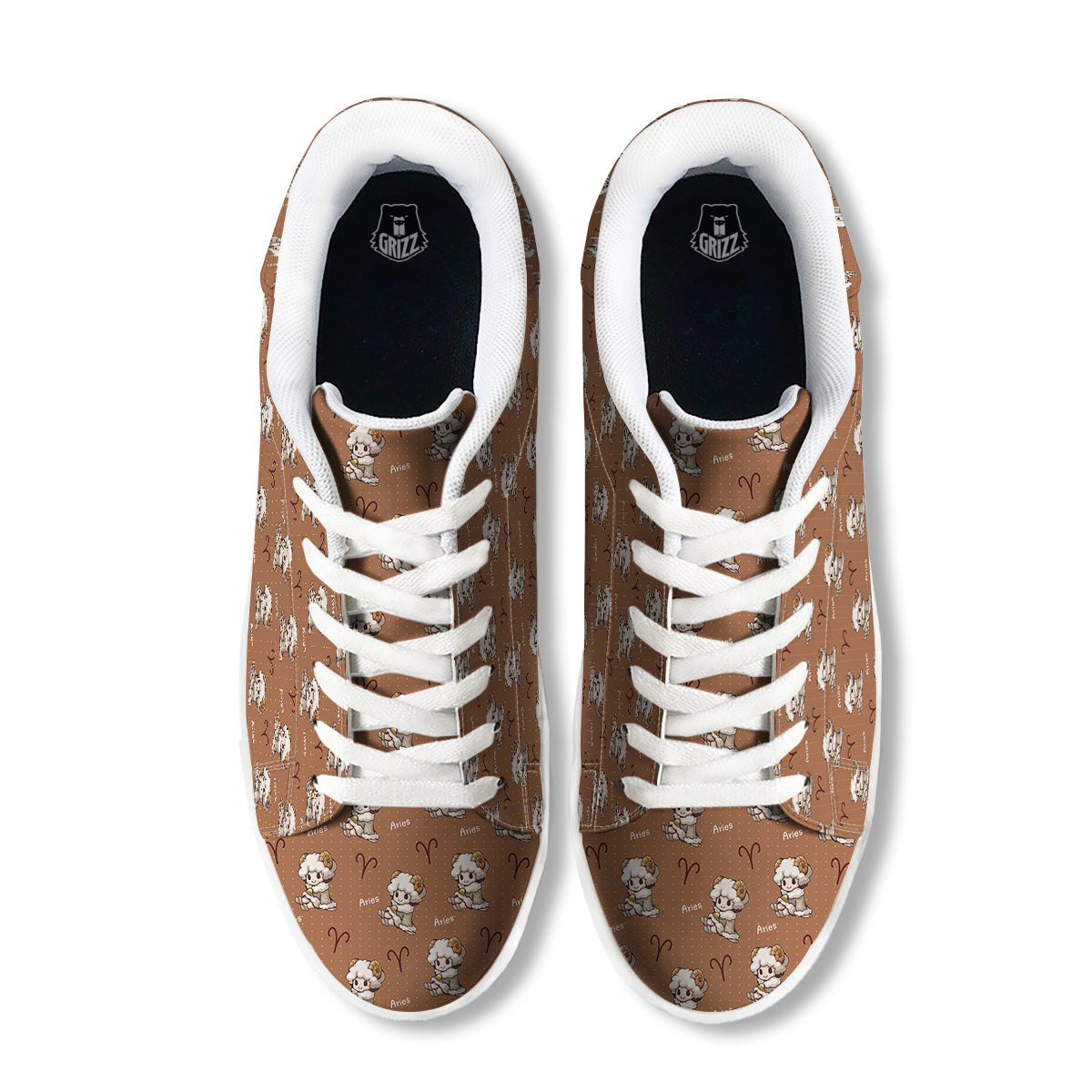 Aries Cute Cartoon Print Pattern White Low Top Sneakers-grizzshop