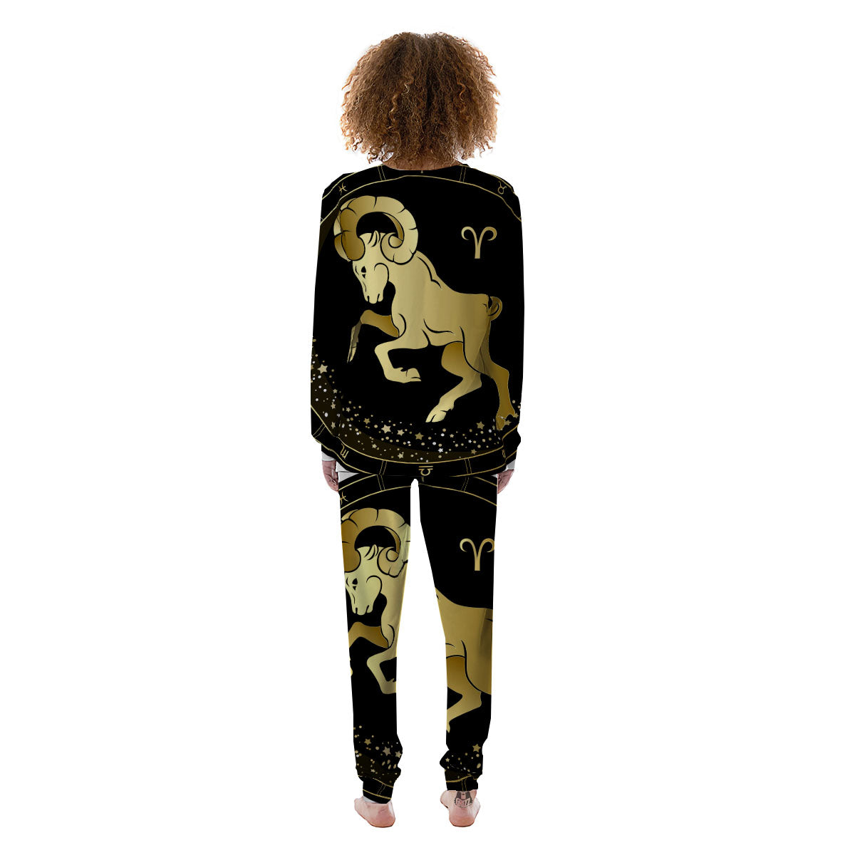 Aries Sign Black And Gold Print Women's Pajamas-grizzshop