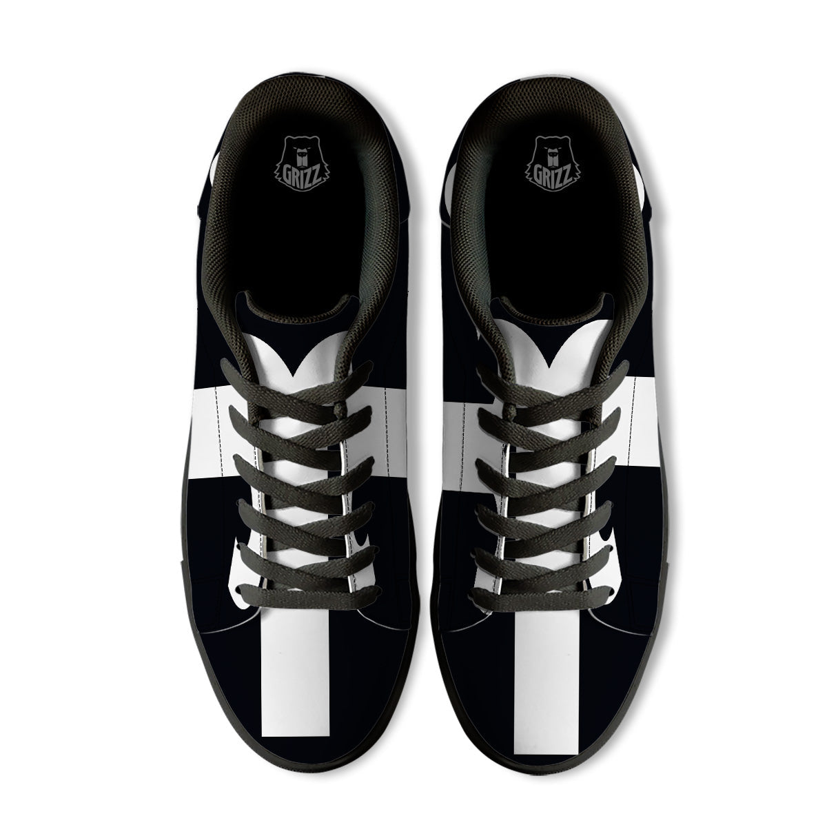 Aries Sign White And Black Print Black Low Top Sneakers-grizzshop