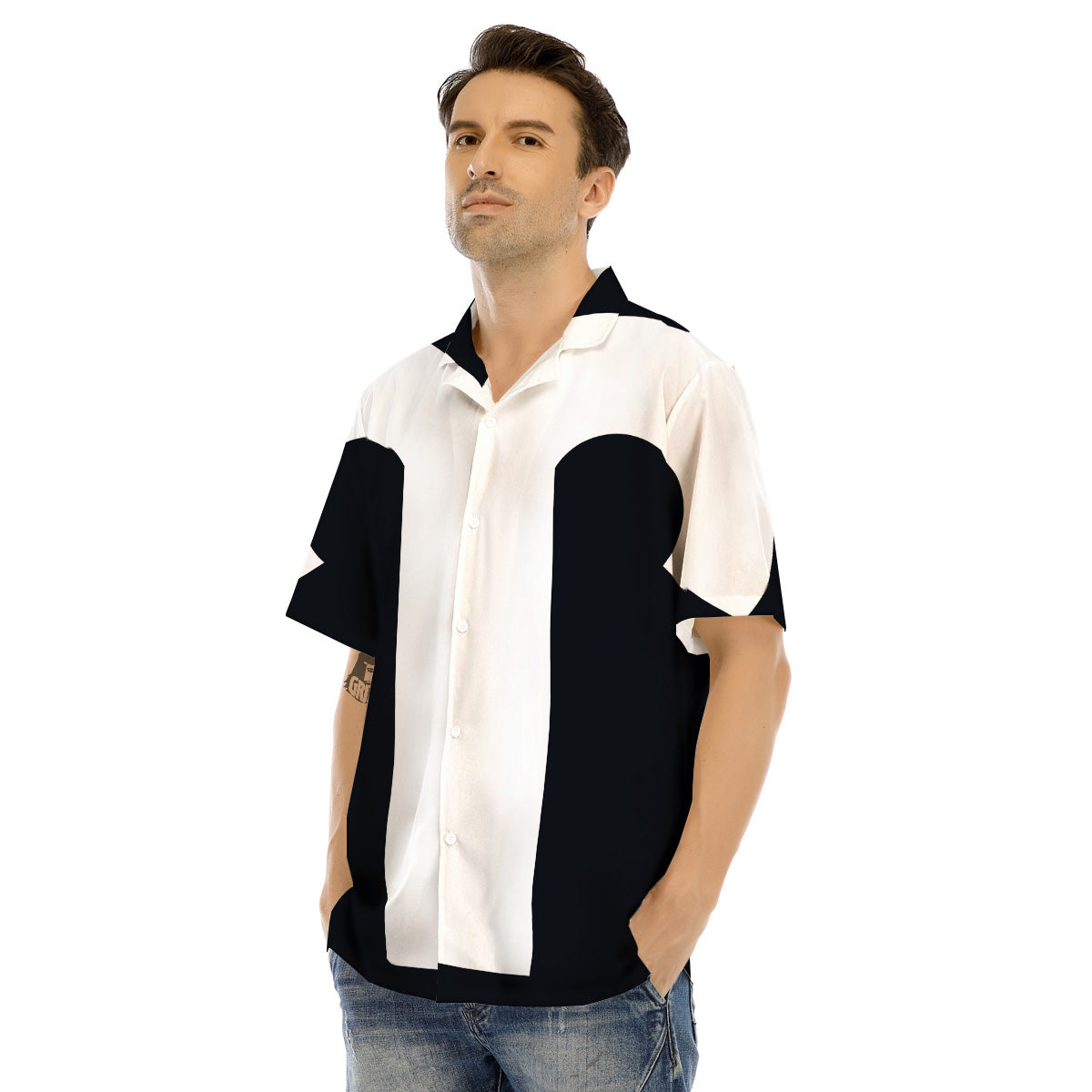 Aries Sign White And Black Print Men's Hawaiian Shirt-grizzshop