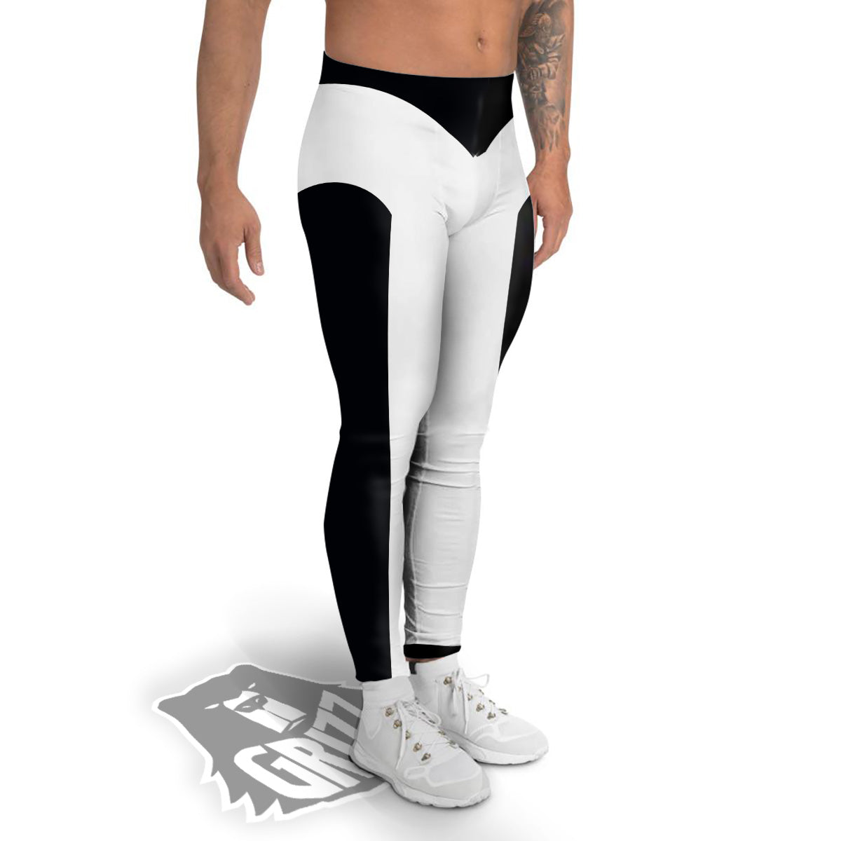 Aries Sign White And Black Print Men's Leggings-grizzshop