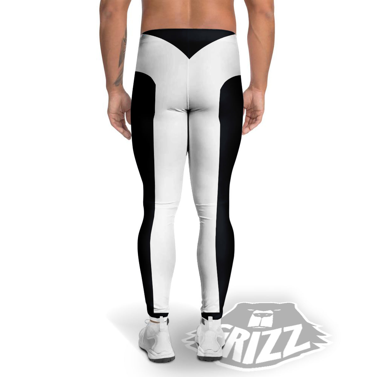 Aries Sign White And Black Print Men's Leggings-grizzshop