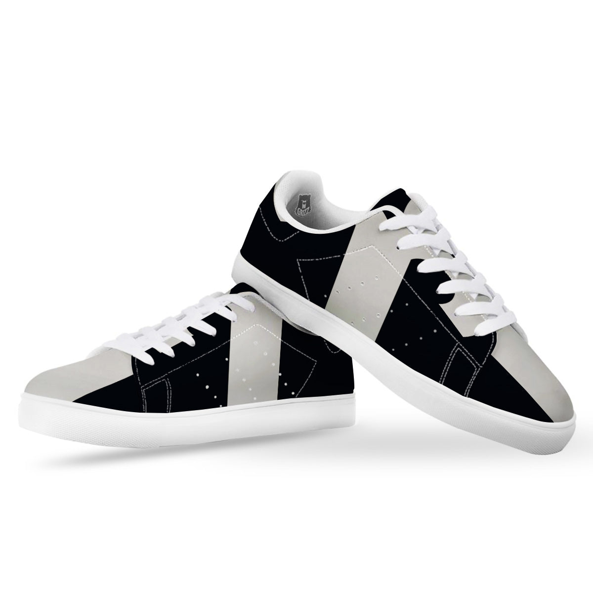 Aries Sign White And Black Print White Low Top Sneakers-grizzshop