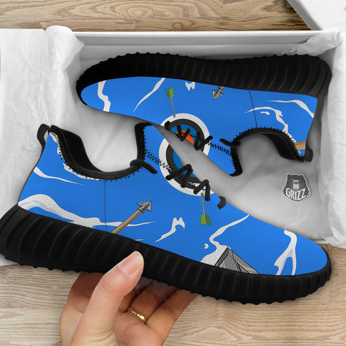 Arrows Are Casting At The Target Print Black Walking Shoes-grizzshop
