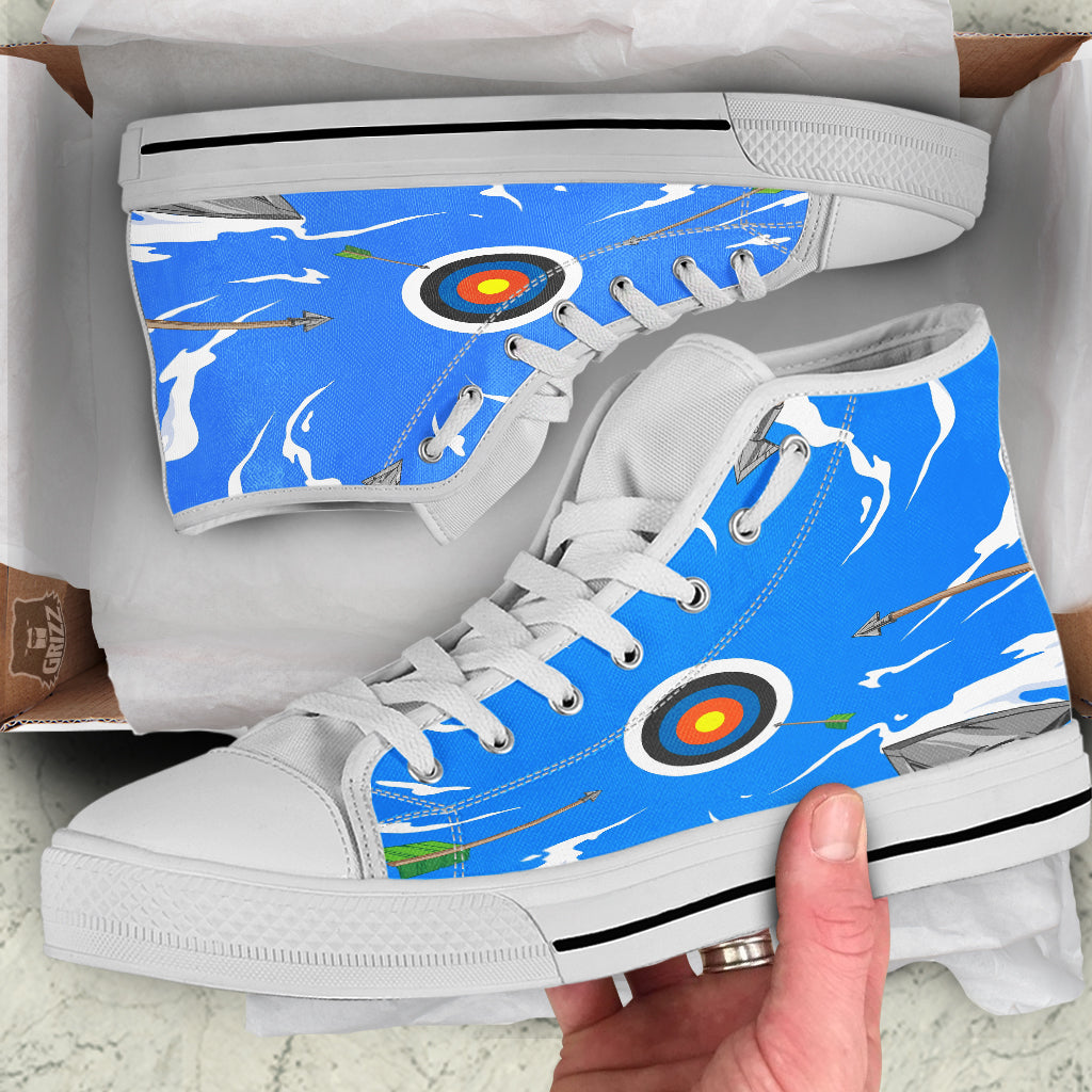 Arrows Are Casting At The Target Print White High Top Shoes-grizzshop