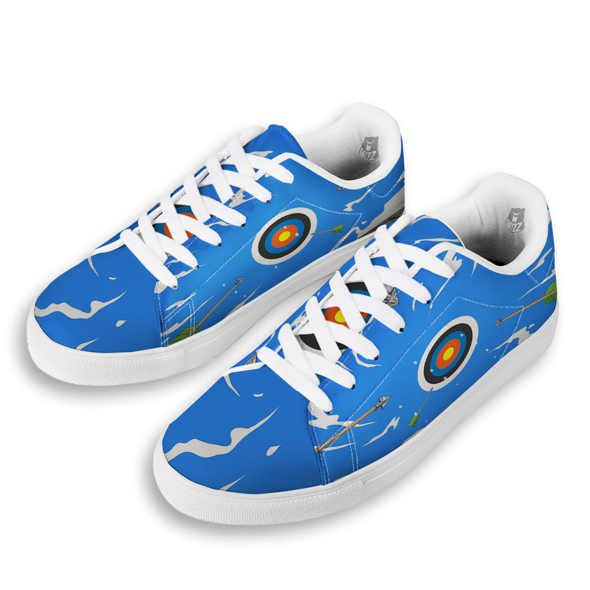 Arrows Are Casting At The Target Print White Low Top Sneakers-grizzshop
