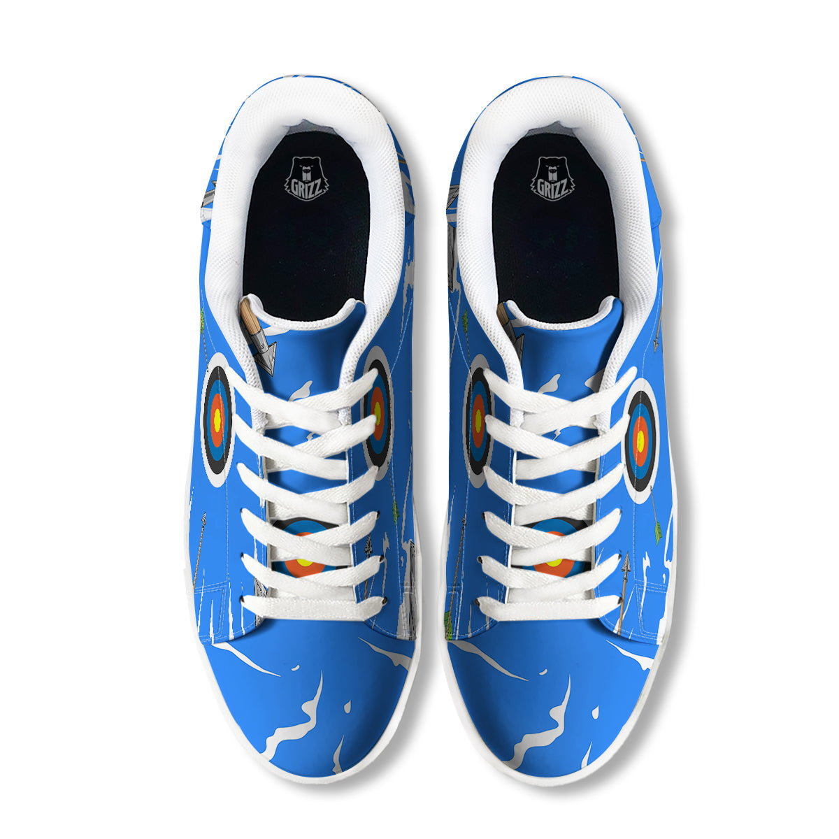 Arrows Are Casting At The Target Print White Low Top Sneakers-grizzshop