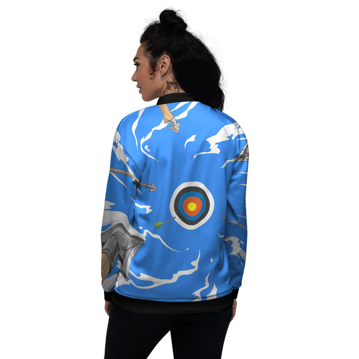 Arrows Are Casting At The Target Print Women's Bomber Jacket-grizzshop