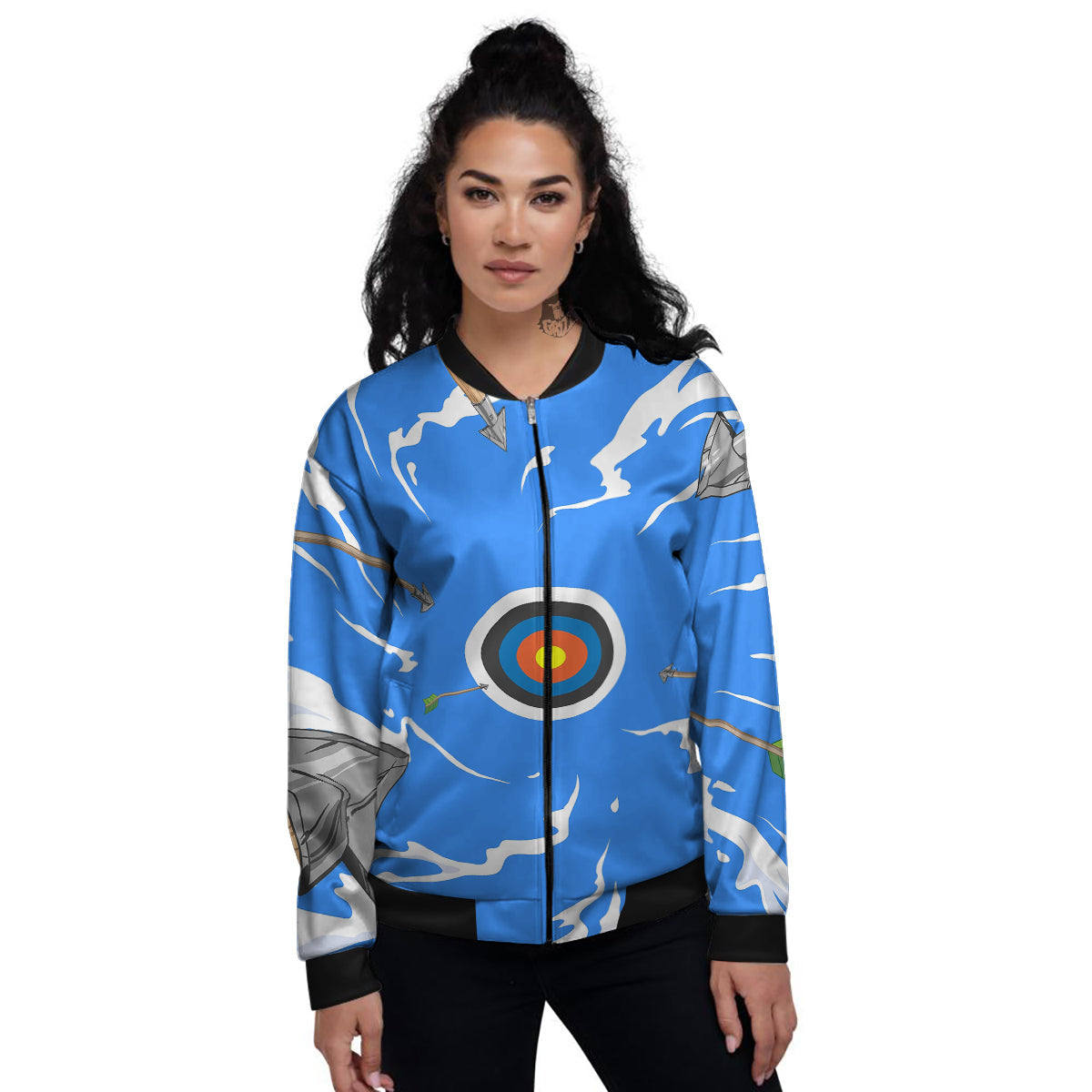 Arrows Are Casting At The Target Print Women's Bomber Jacket-grizzshop