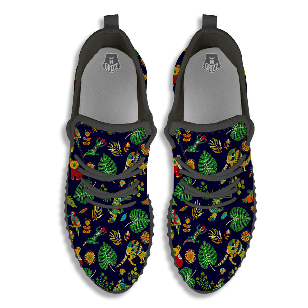 Art Australian Aboriginal Print Black Walking Shoes-grizzshop
