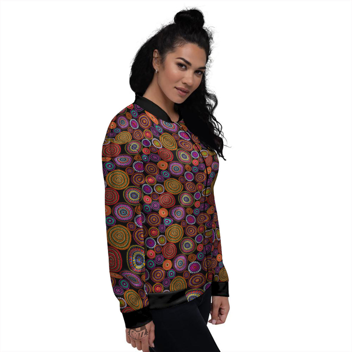 Art Australian Aboriginal Print Pattern Women's Bomber Jacket-grizzshop