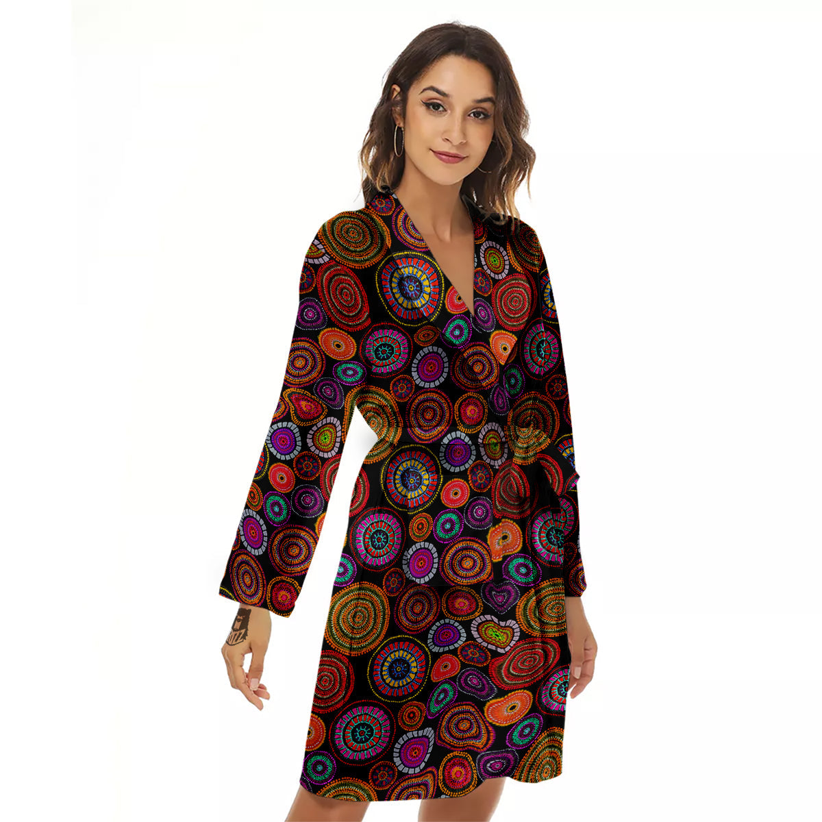 Art Australian Aboriginal Print Pattern Women's Robe-grizzshop