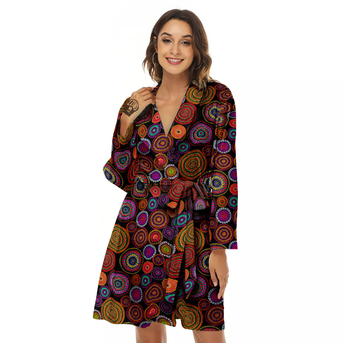 Art Australian Aboriginal Print Pattern Women's Robe-grizzshop