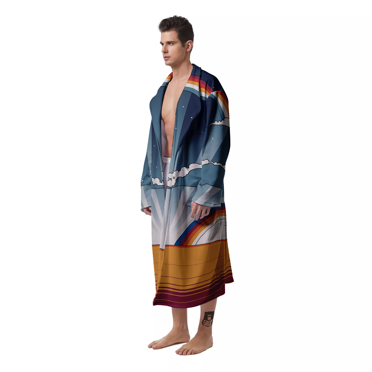 Art Style Hippie 1960s Print Men's Robe-grizzshop