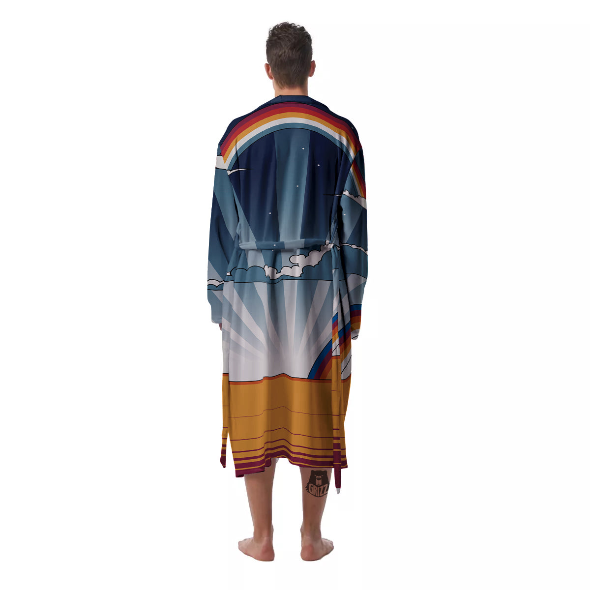 Art Style Hippie 1960s Print Men's Robe-grizzshop