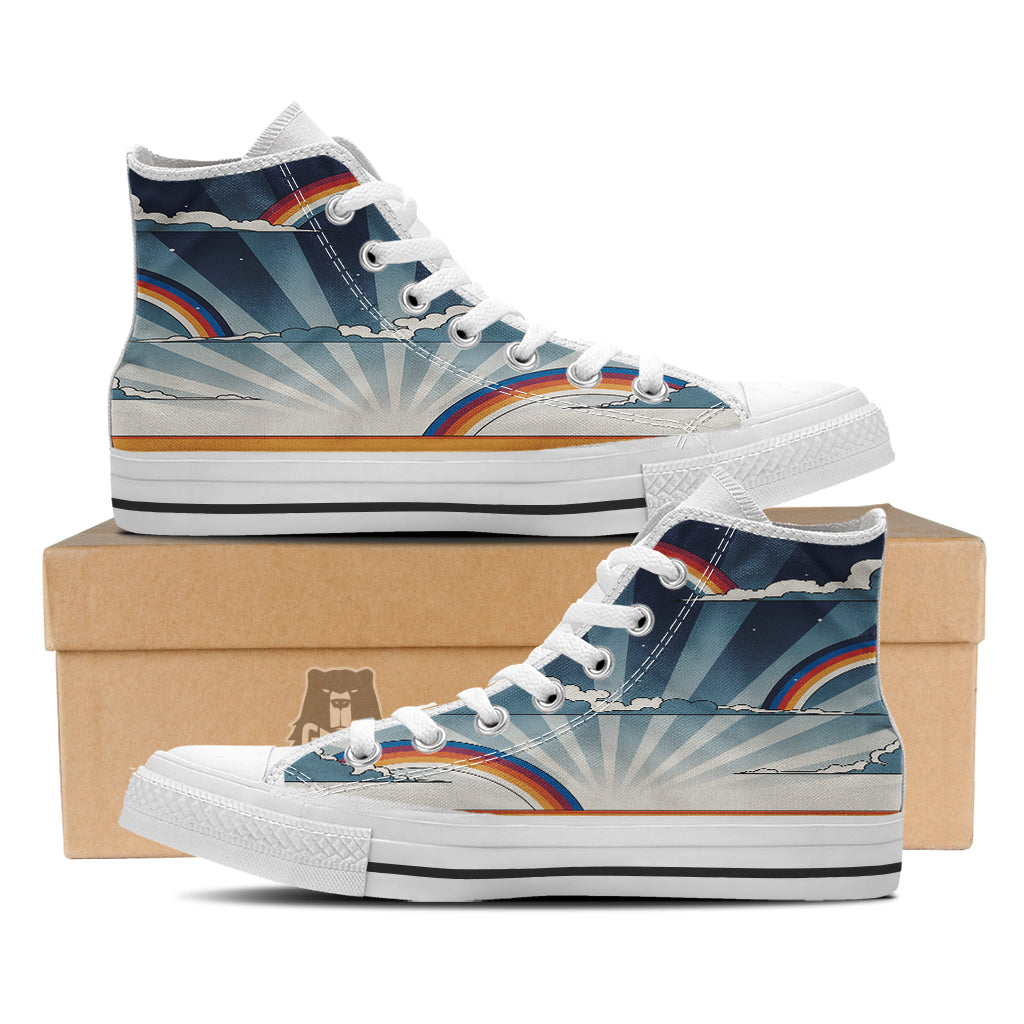 Art Style Hippie 1960s Print White High Top Shoes-grizzshop