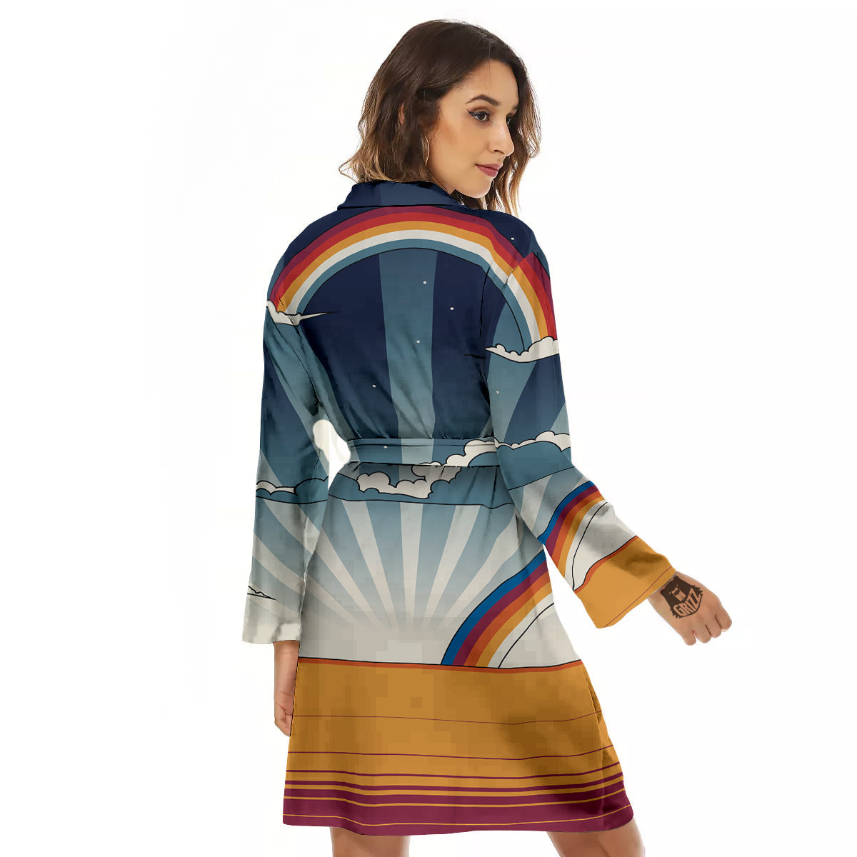 Art Style Hippie 1960s Print Women's Robe-grizzshop
